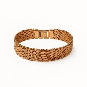 Vintage Gold-Tone Woven Mesh Bracelet
